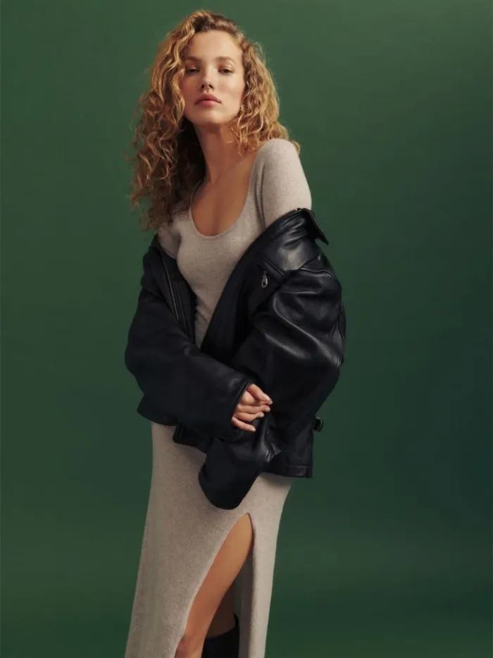 Clothing The Reformation Jennita Cashmere Dress Barley