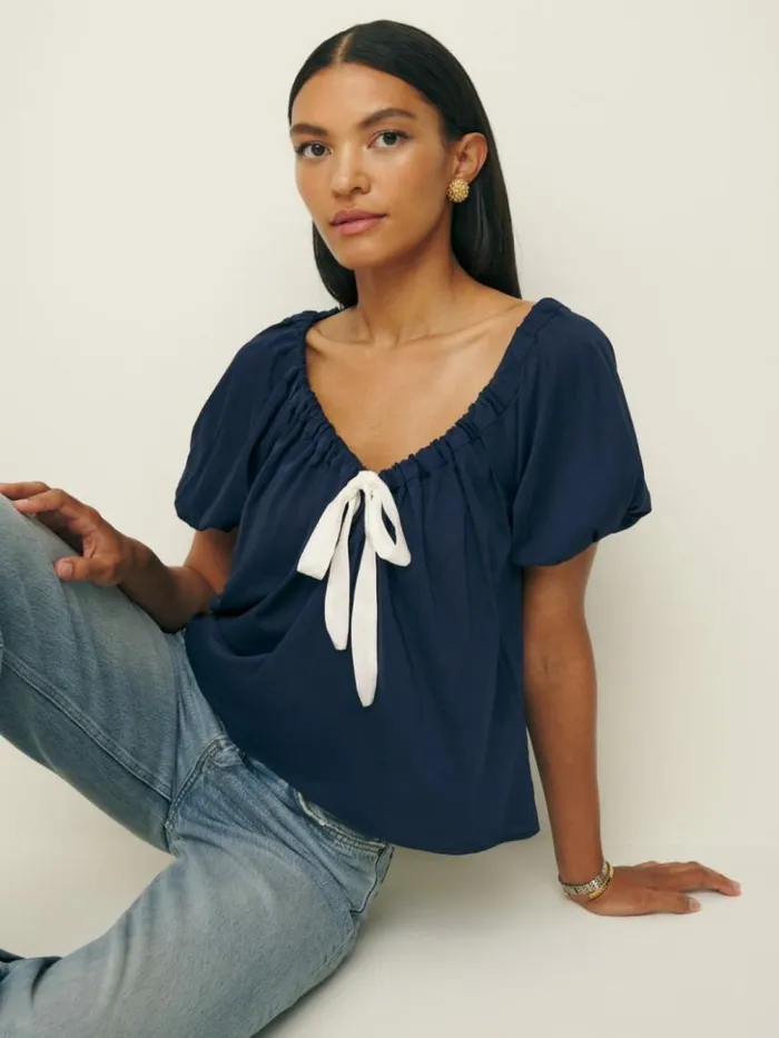 Clothing The Reformation Kenna Top Navy