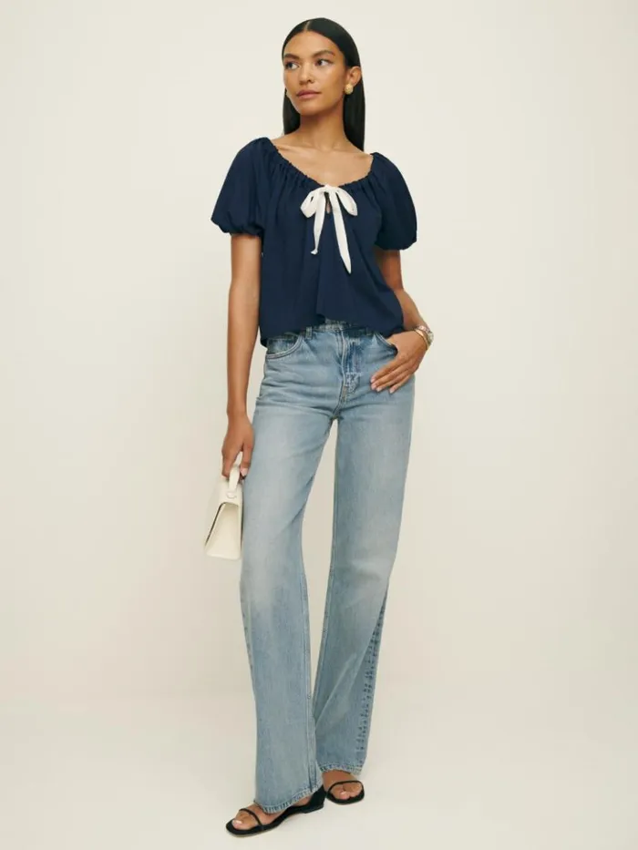 Clothing The Reformation Kenna Top Navy