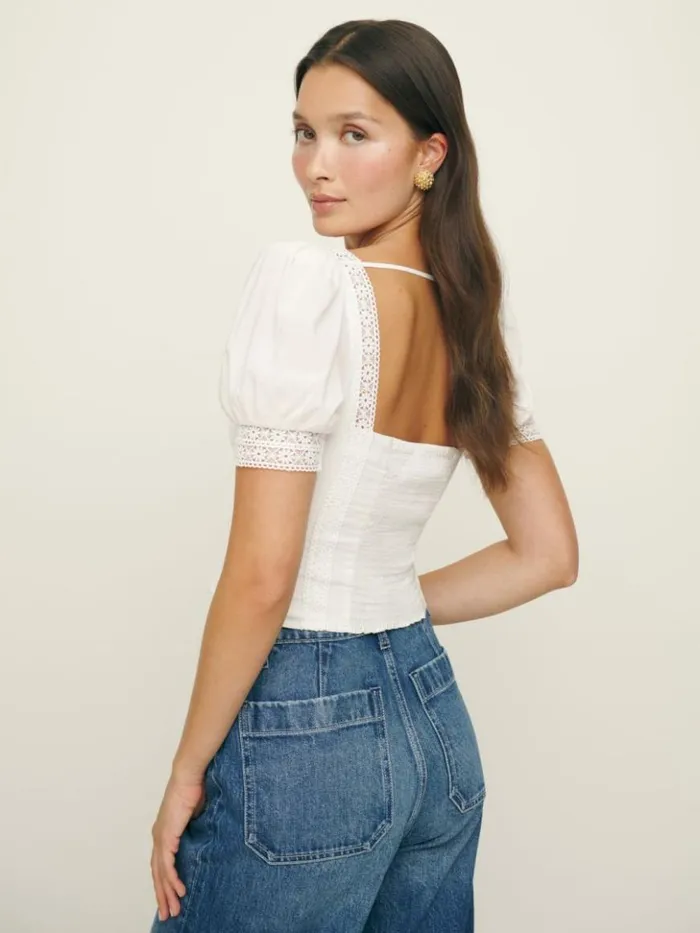 Clothing The Reformation Lavena Top White