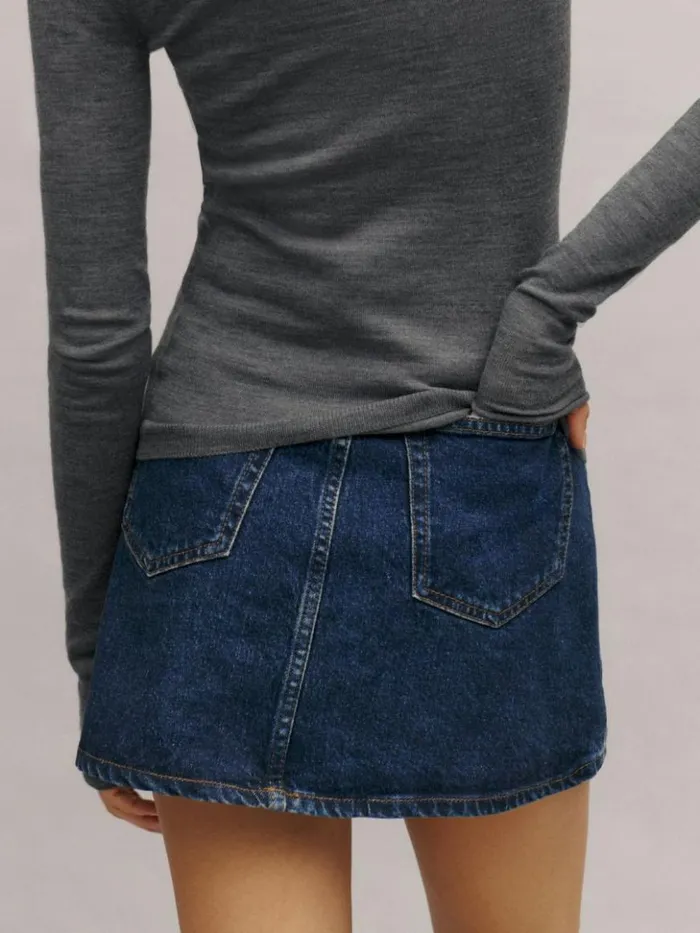 Clothing The Reformation Lydia High Rise Denim Mini Skirt Huron