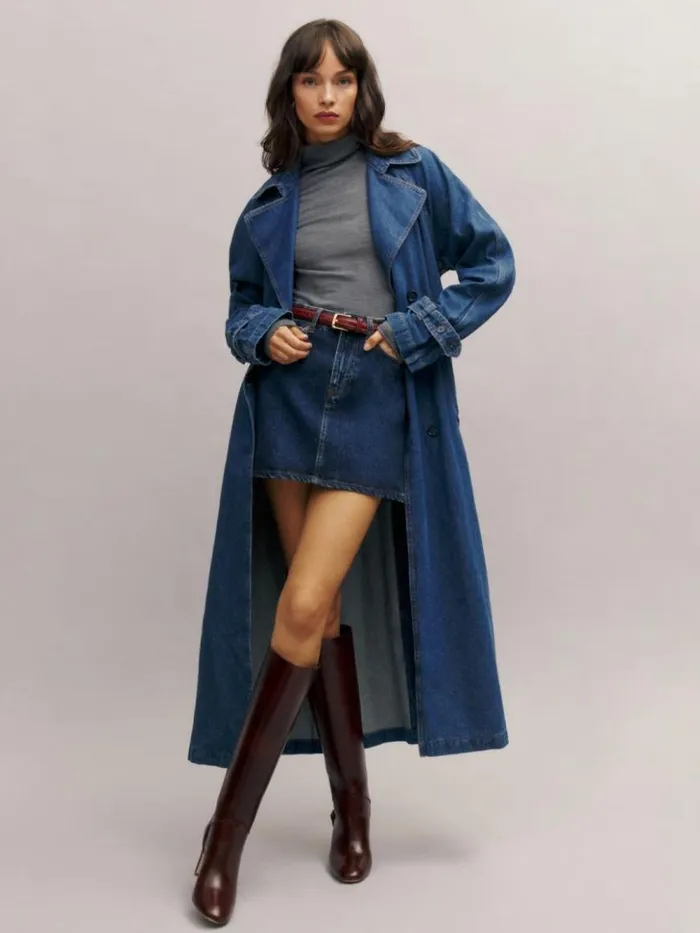 Clothing The Reformation Lydia High Rise Denim Mini Skirt Huron