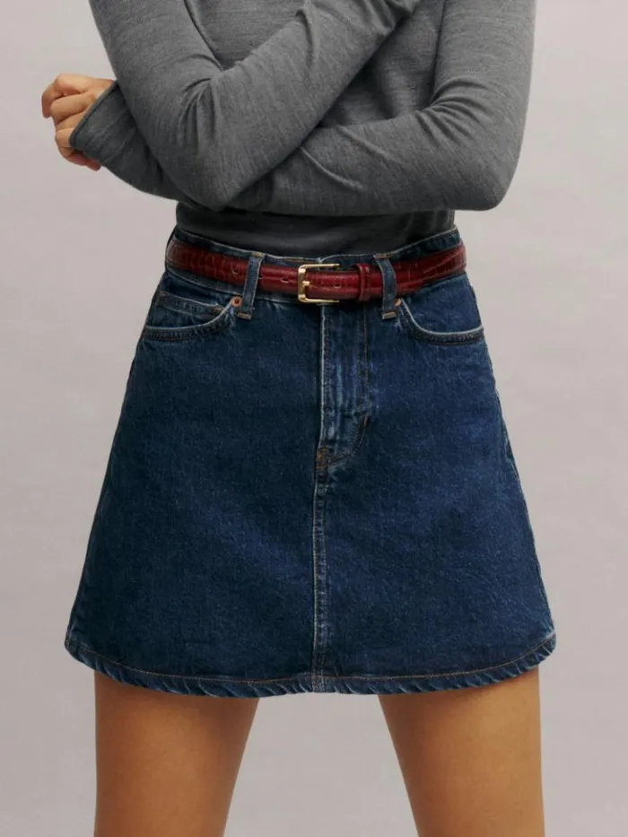 Clothing The Reformation Lydia High Rise Denim Mini Skirt Huron