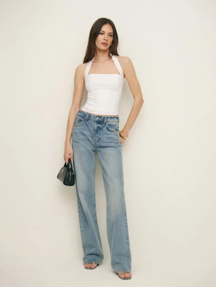 Clothing The Reformation Malika Linen Top White