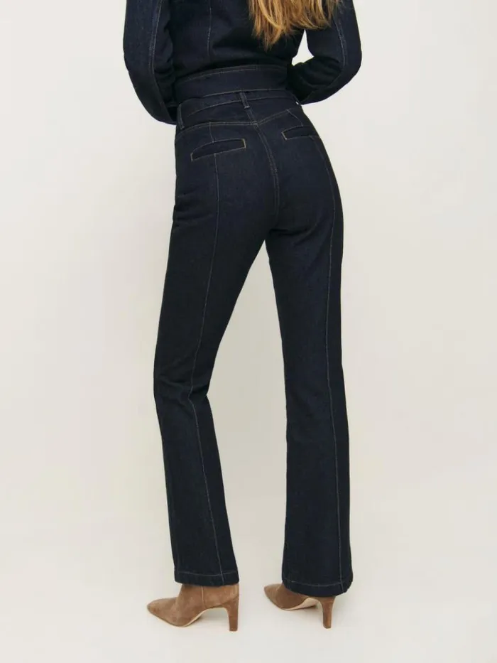 Clothing The Reformation Mia High Rise Vintage Bootcut Jeans Ondine Patch Pocket