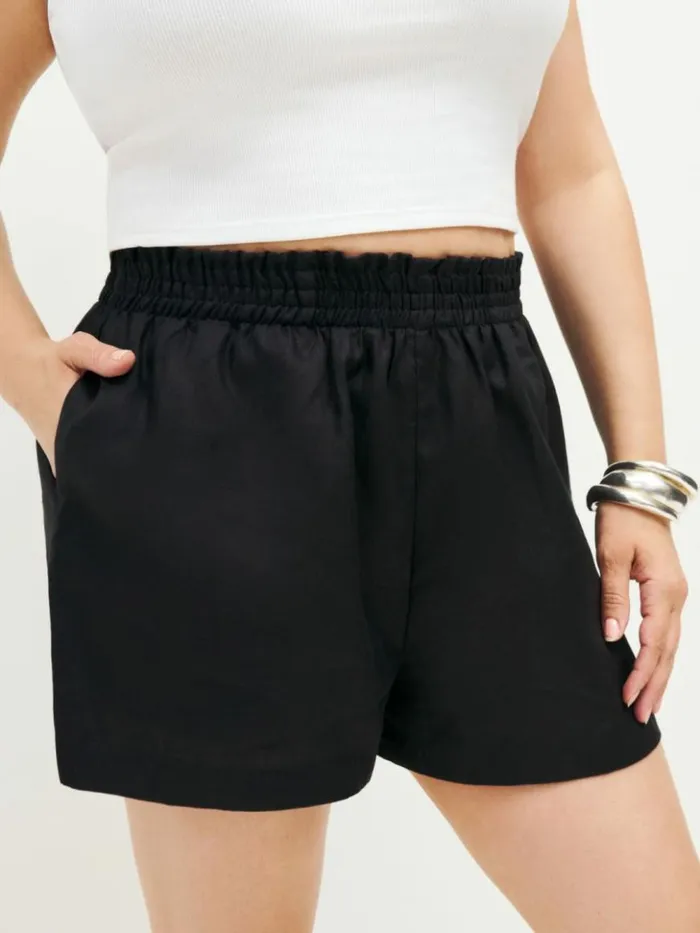 Clothing The Reformation Mila Linen Short Es Black