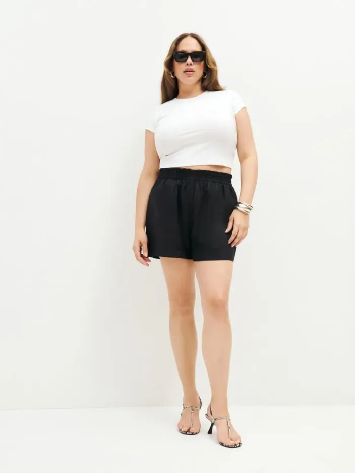 Clothing The Reformation Mila Linen Short Es Black