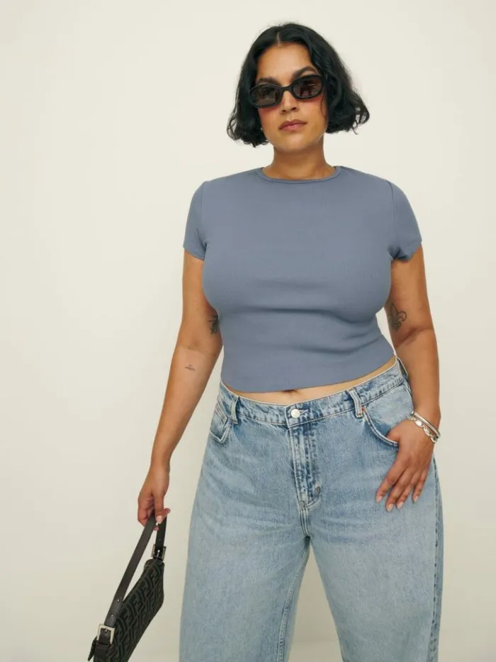 Clothing The Reformation Muse Tee Es Cornflower