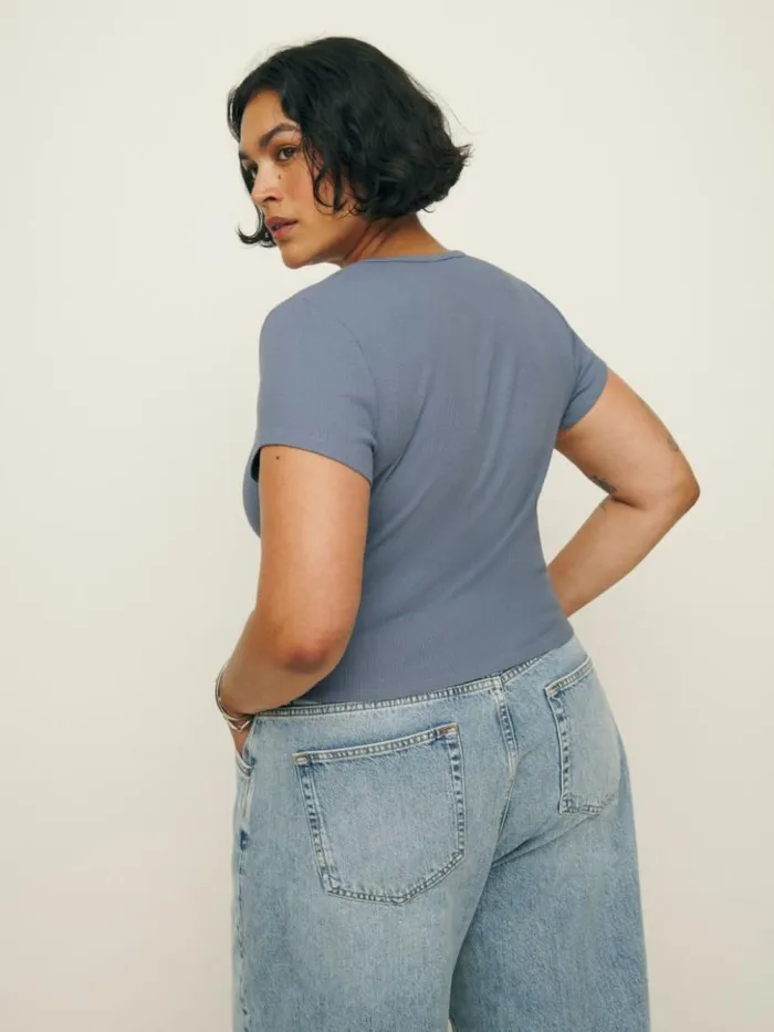 Clothing The Reformation Muse Tee Es Cornflower
