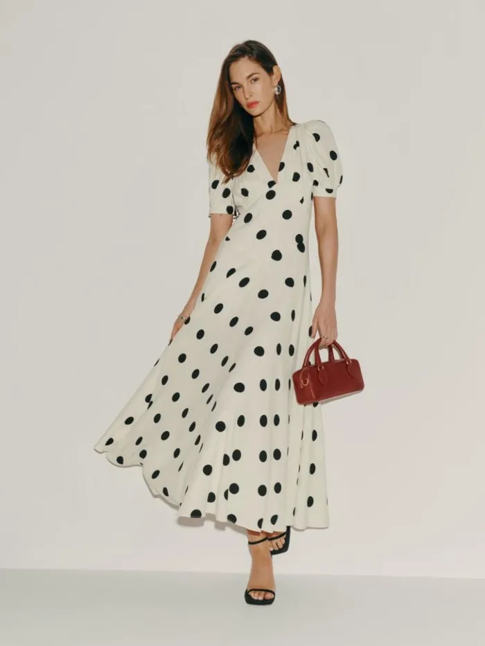 Clothing The Reformation Naira Dress Pluto Dot