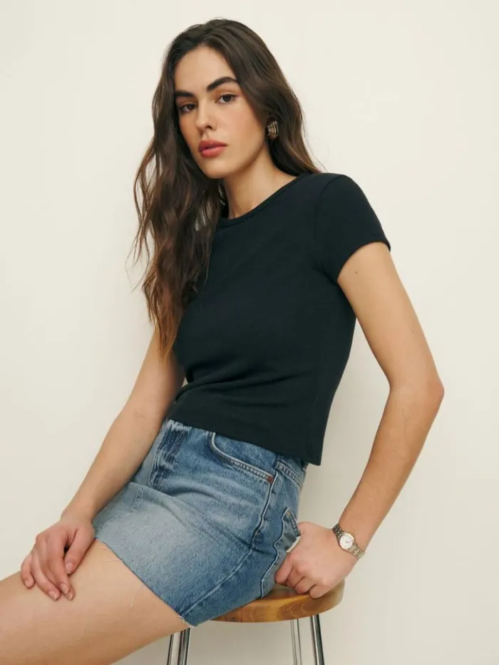 Clothing The Reformation Olive Knit Top Black