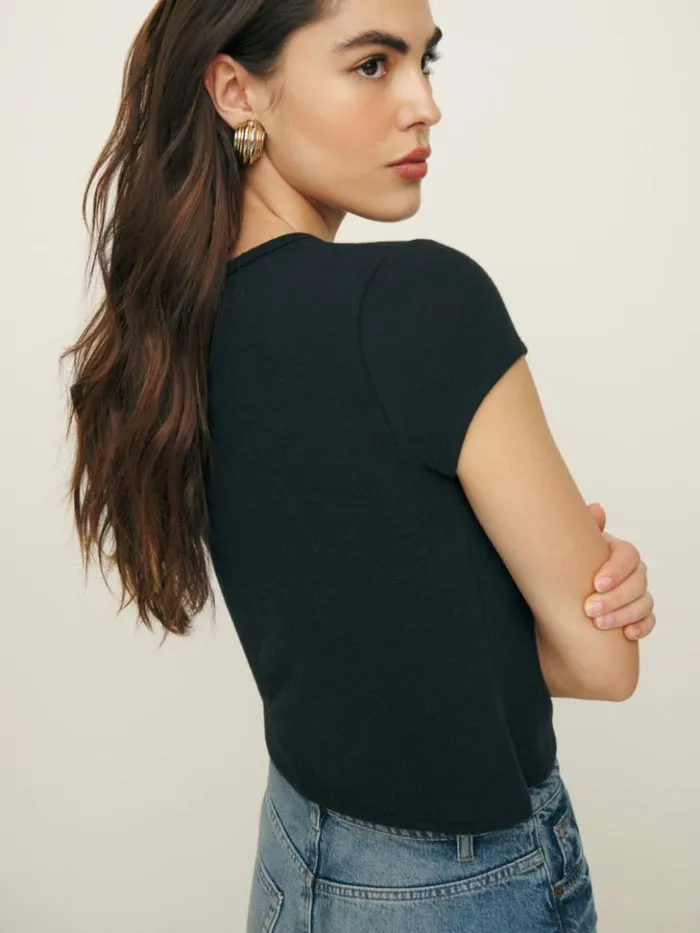 Clothing The Reformation Olive Knit Top Black