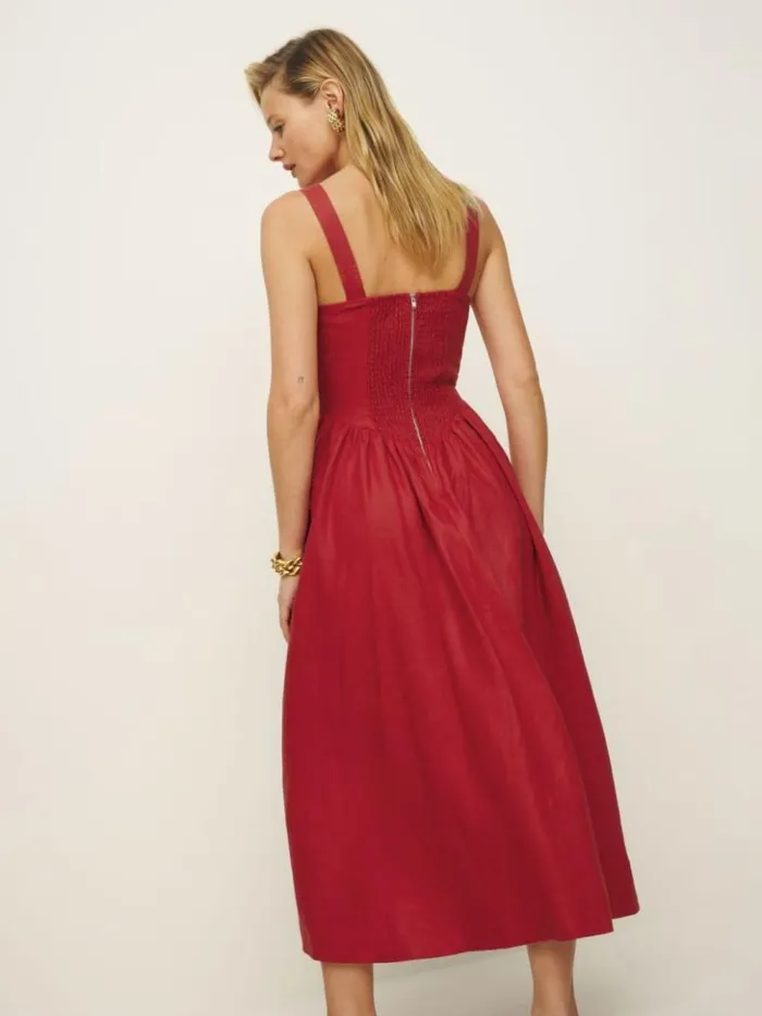 Clothing The Reformation Petites Balia Linen Dress Sundried Tomato