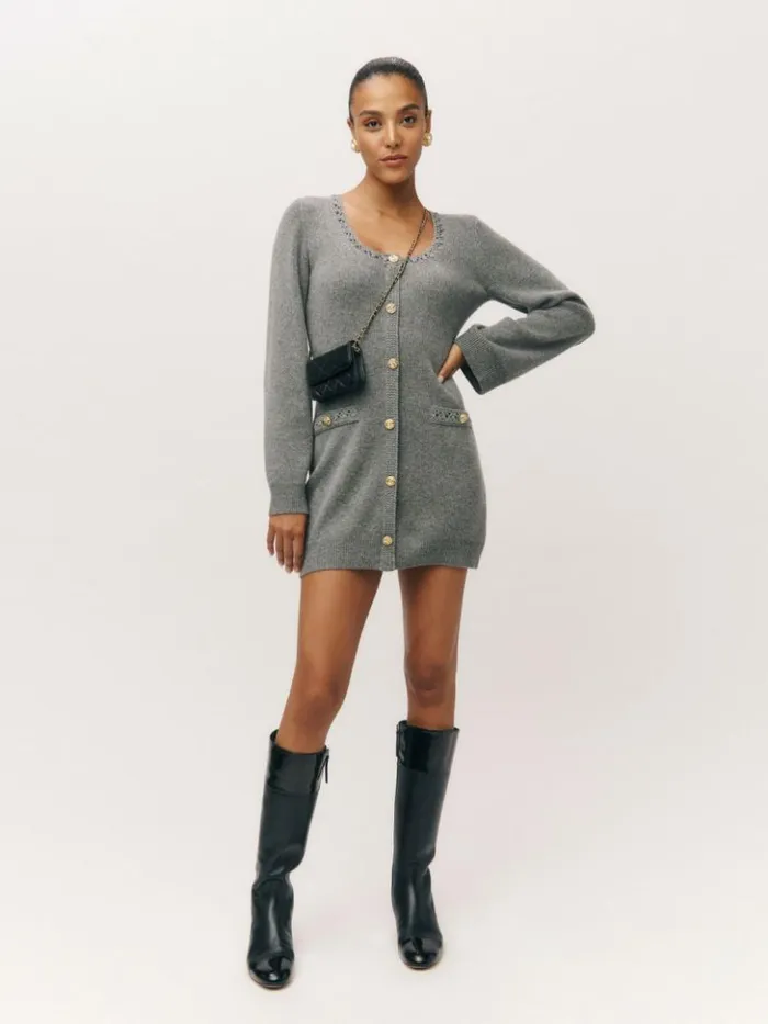 Clothing The Reformation Priscilla Regenerative Wool Mini Dress Mid Grey