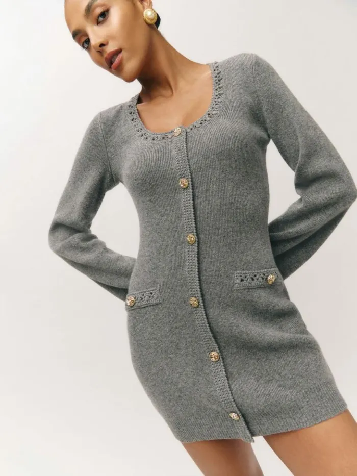 Clothing The Reformation Priscilla Regenerative Wool Mini Dress Mid Grey
