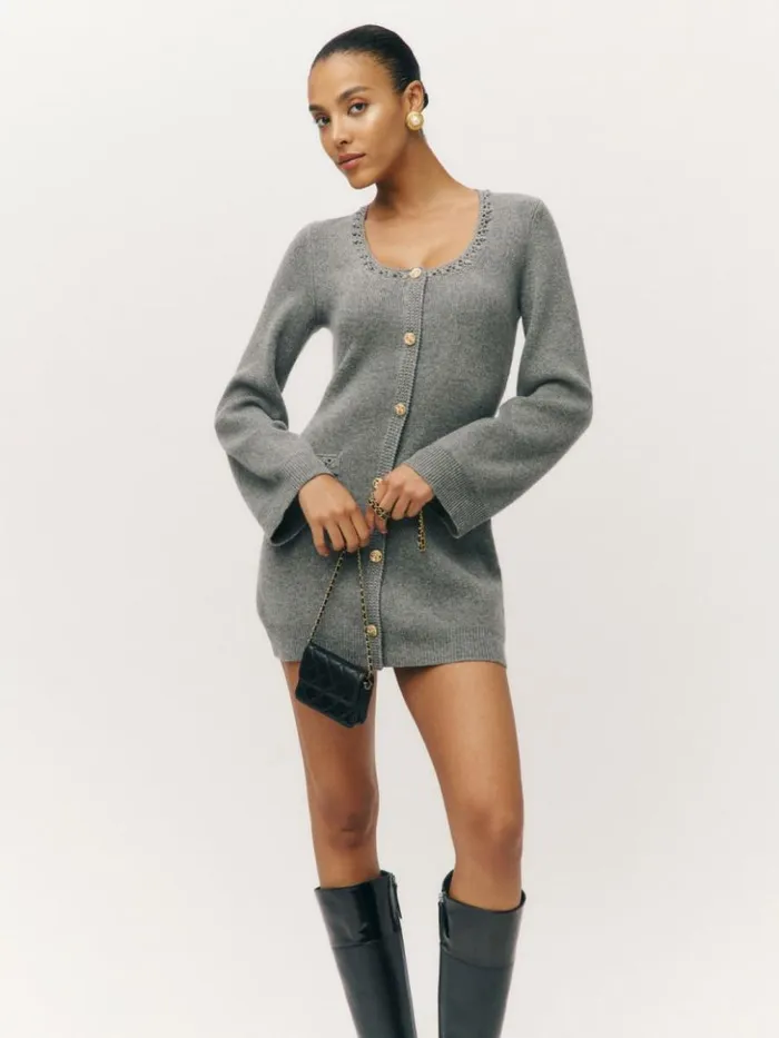 Clothing The Reformation Priscilla Regenerative Wool Mini Dress Mid Grey