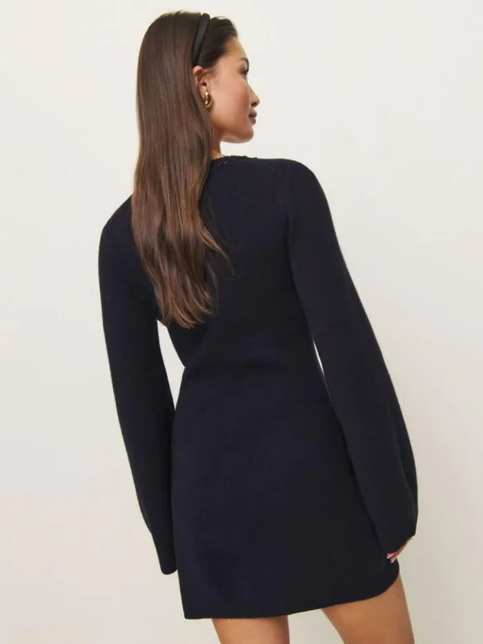 Clothing The Reformation Priscilla Regenerative Wool Mini Dress Navy