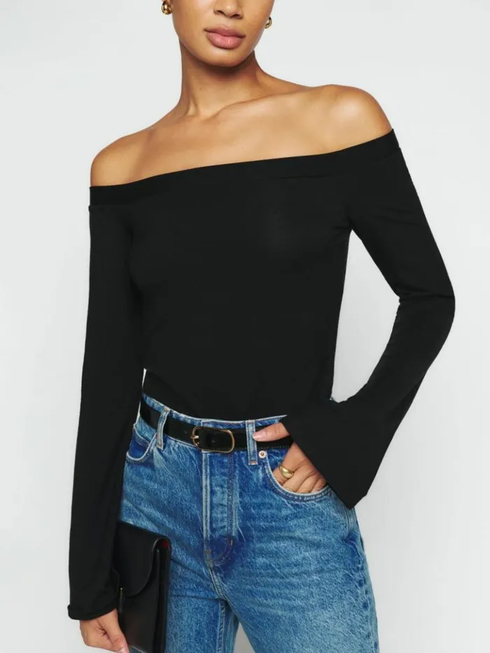 Clothing The Reformation Radley Knit Top Black