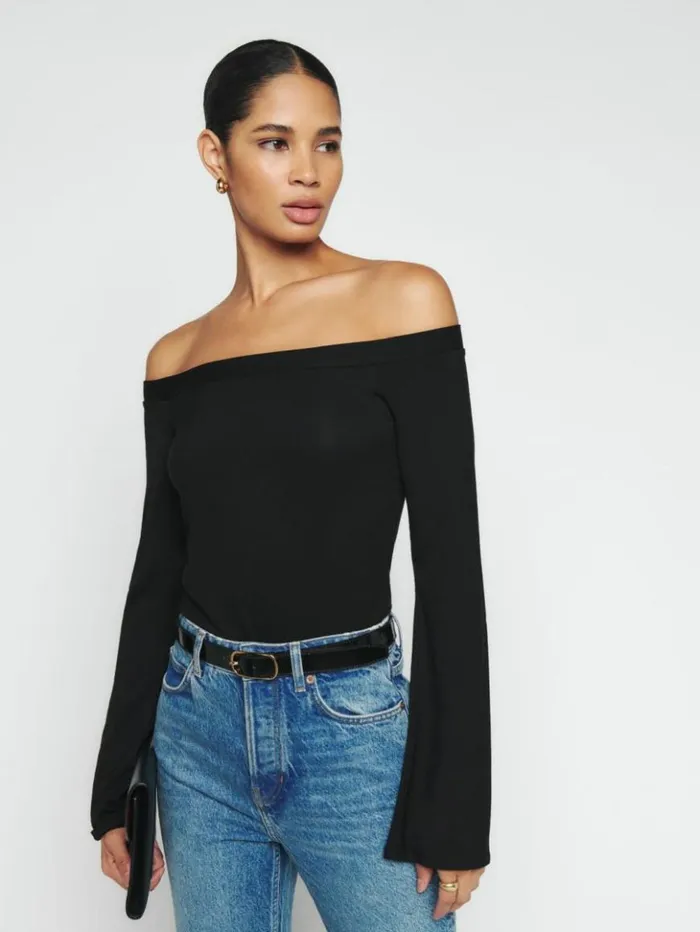 Clothing The Reformation Radley Knit Top Black
