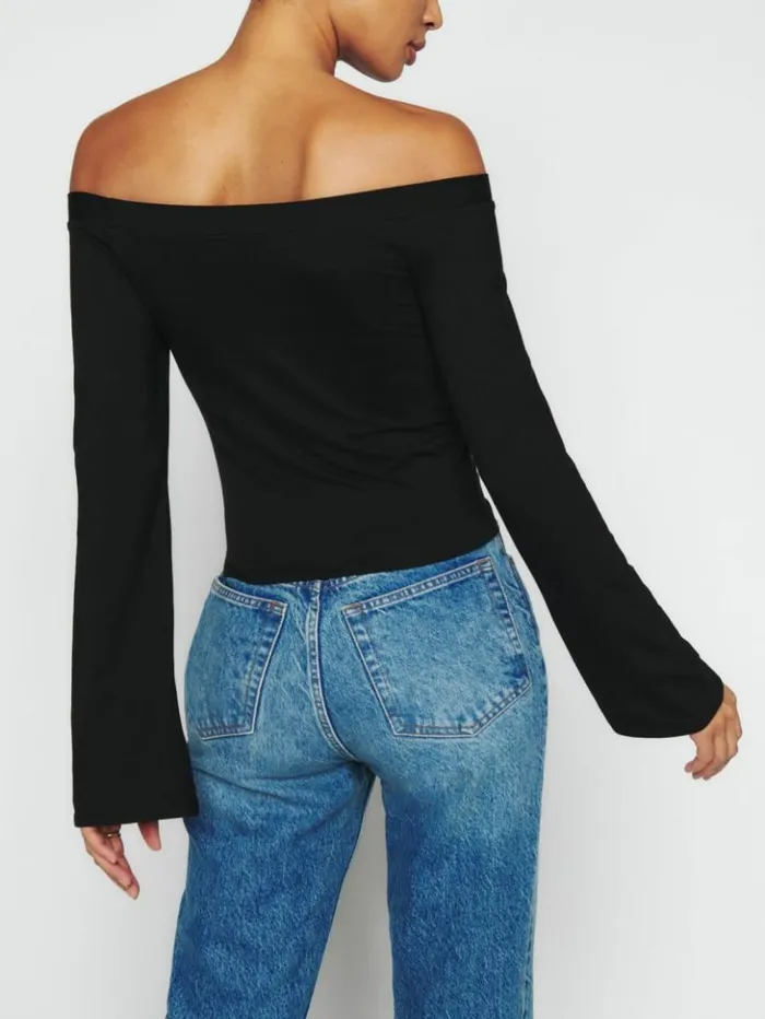 Clothing The Reformation Radley Knit Top Black