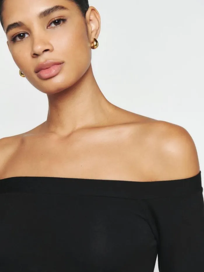 Clothing The Reformation Radley Knit Top Black