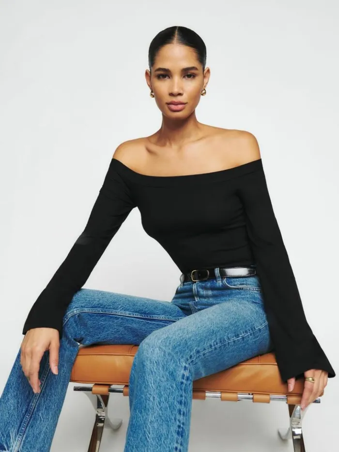 Clothing The Reformation Radley Knit Top Black