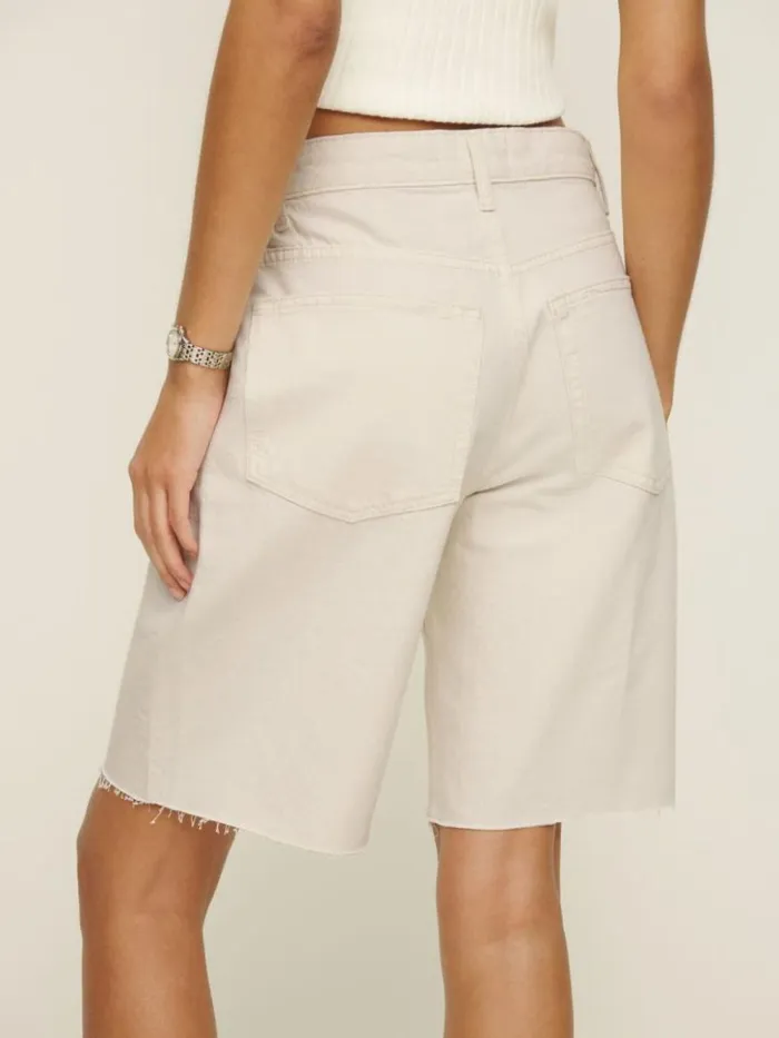 Clothing The Reformation Raye Mid Rise Denim Jorts Fior Di Latte