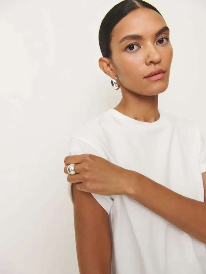 Clothing The Reformation Rowan Crew Tee White