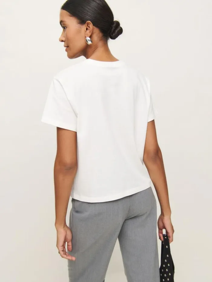 Clothing The Reformation Rowan Crew Tee White