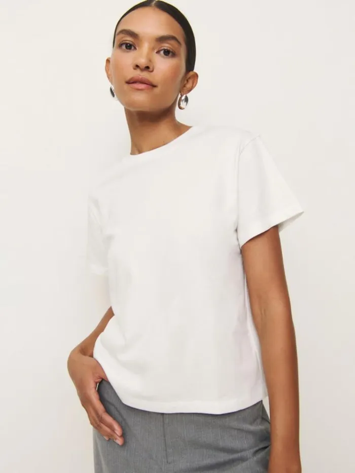 Clothing The Reformation Rowan Crew Tee White