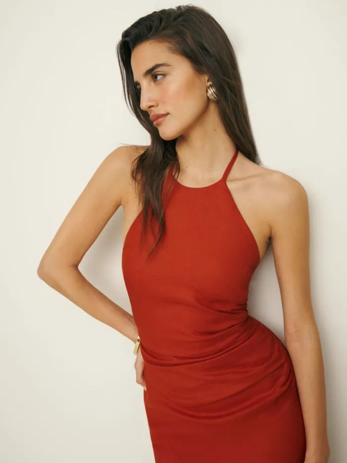 Clothing The Reformation Sadey Linen Dress Blood Orange