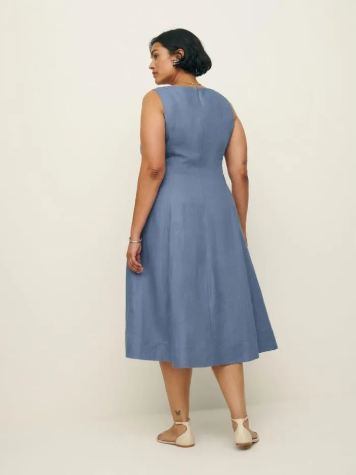 Clothing The Reformation Sebastien Linen Dress Es Cornflower