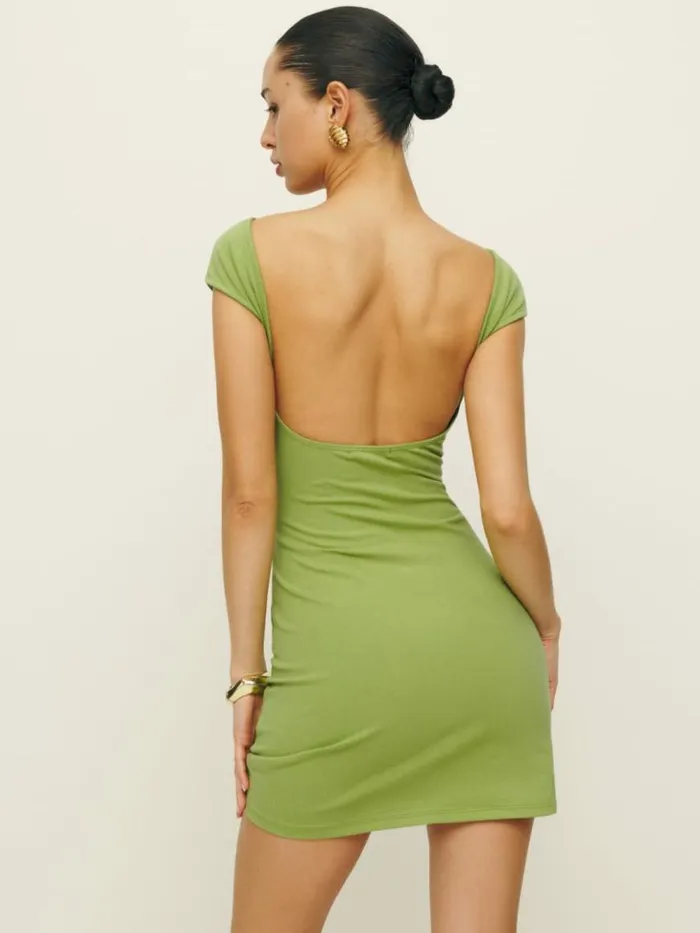 Clothing The Reformation Soleil Knit Dress Avocado