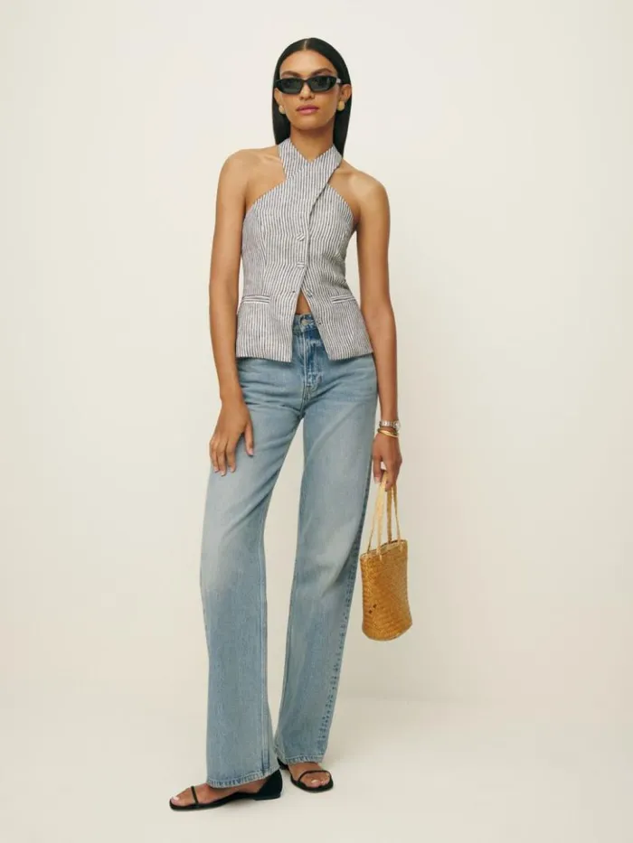 Clothing The Reformation Tate Linen Top Vineyard