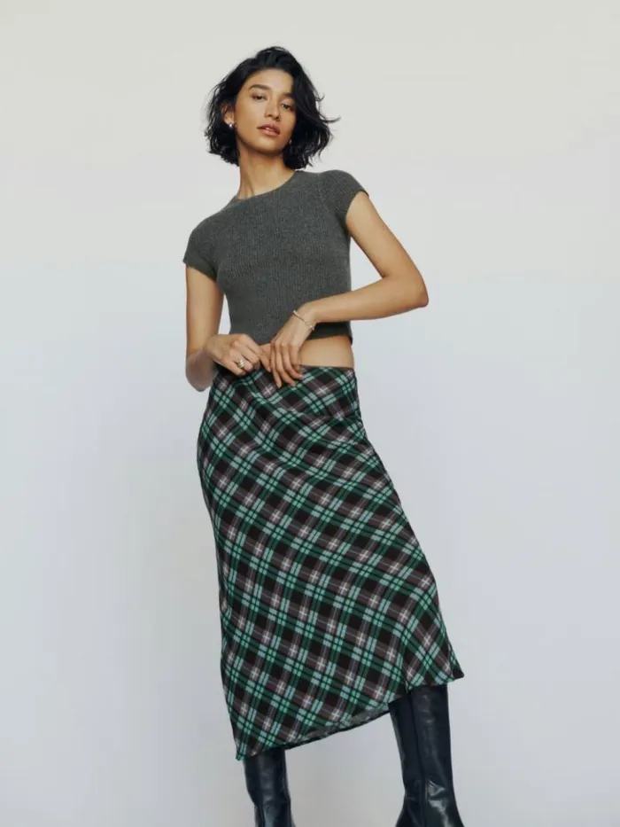 Clothing The Reformation Teo Cashmere Short Sleeve Sweater Charcoal