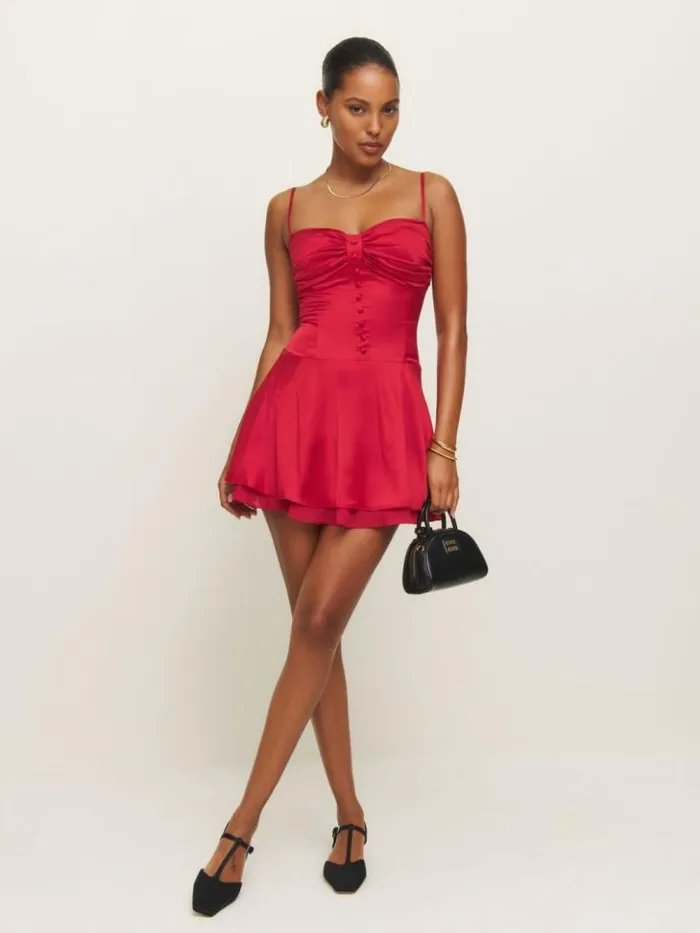 Clothing The Reformation Ursula Silk Dress Lipstick