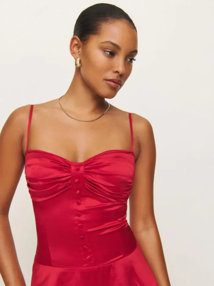 Clothing The Reformation Ursula Silk Dress Lipstick