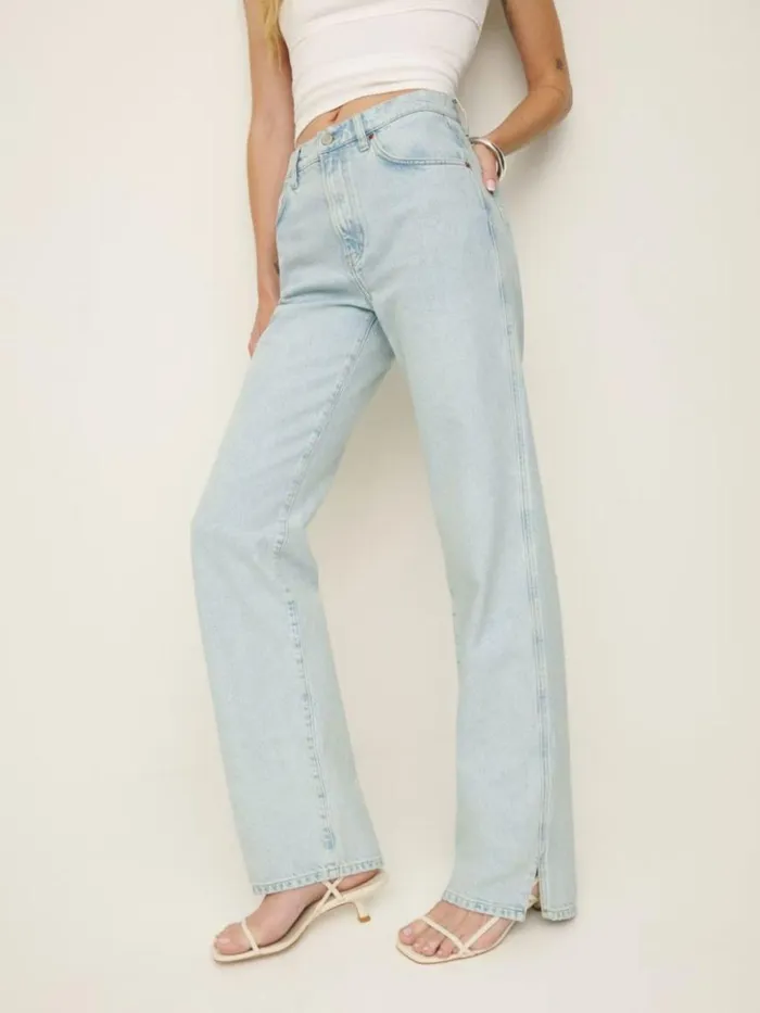 Clothing The Reformation Val 90s Mid Rise Straight Jeans Mooney Vented