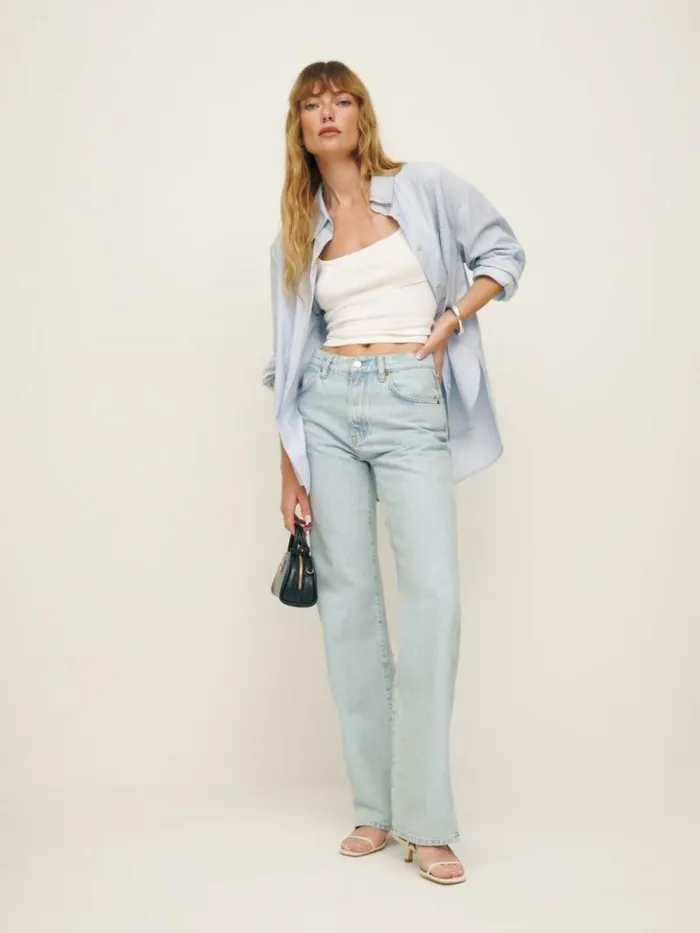 Clothing The Reformation Val 90s Mid Rise Straight Jeans Mooney Vented
