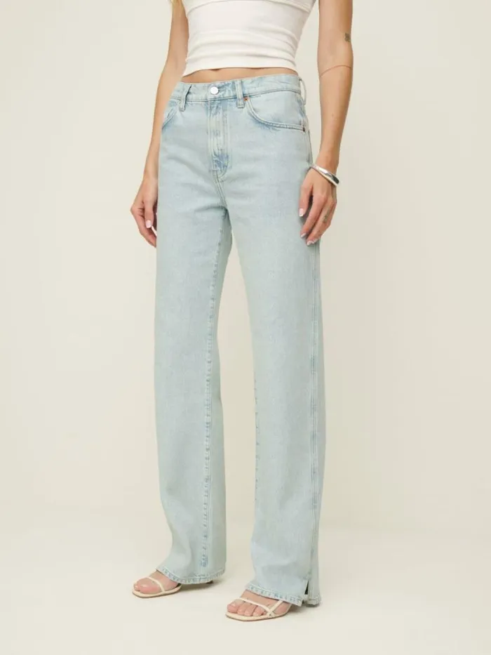 Clothing The Reformation Val 90s Mid Rise Straight Jeans Mooney Vented