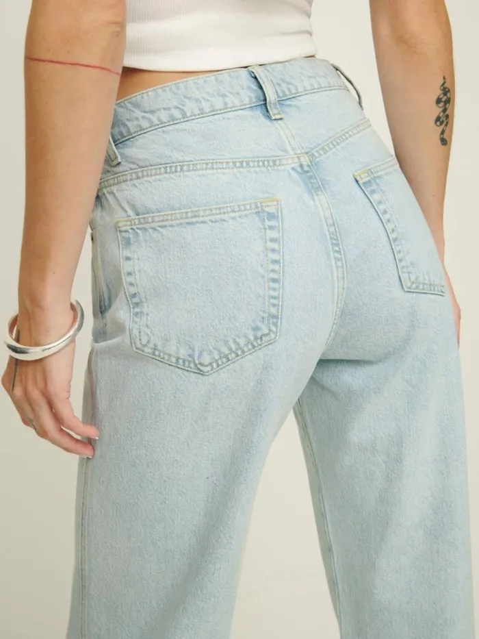 Clothing The Reformation Val 90s Mid Rise Straight Jeans Mooney Vented