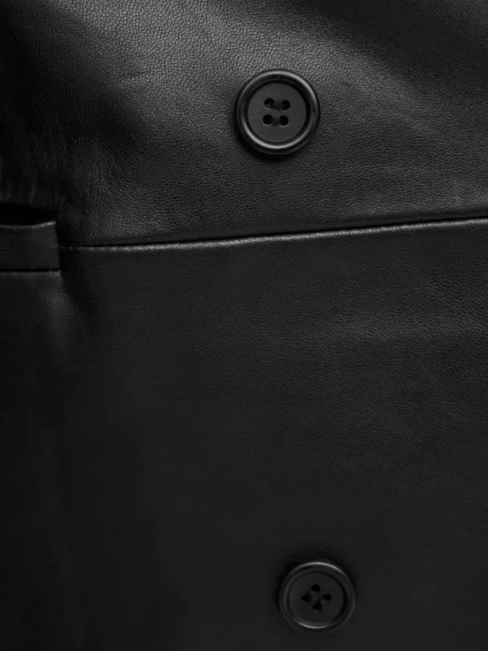 Clothing The Reformation Veda Dalia Relaxed Leather Blazer Es Black