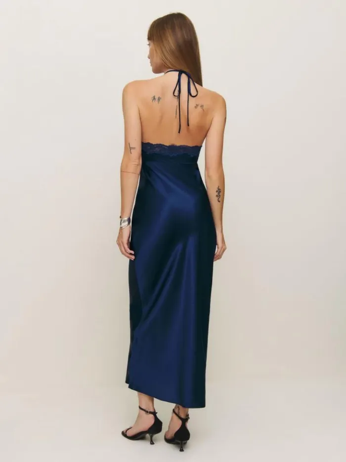ClothingWeddings The Reformation Aara Silk Dress Danube