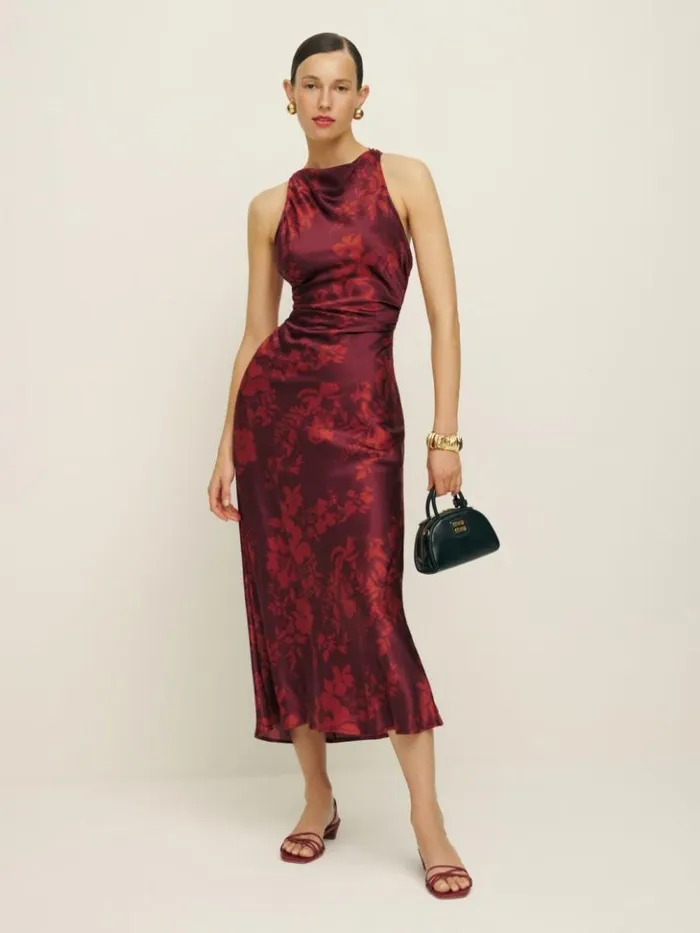 ClothingWeddings The Reformation Casette Silk Dress Satine
