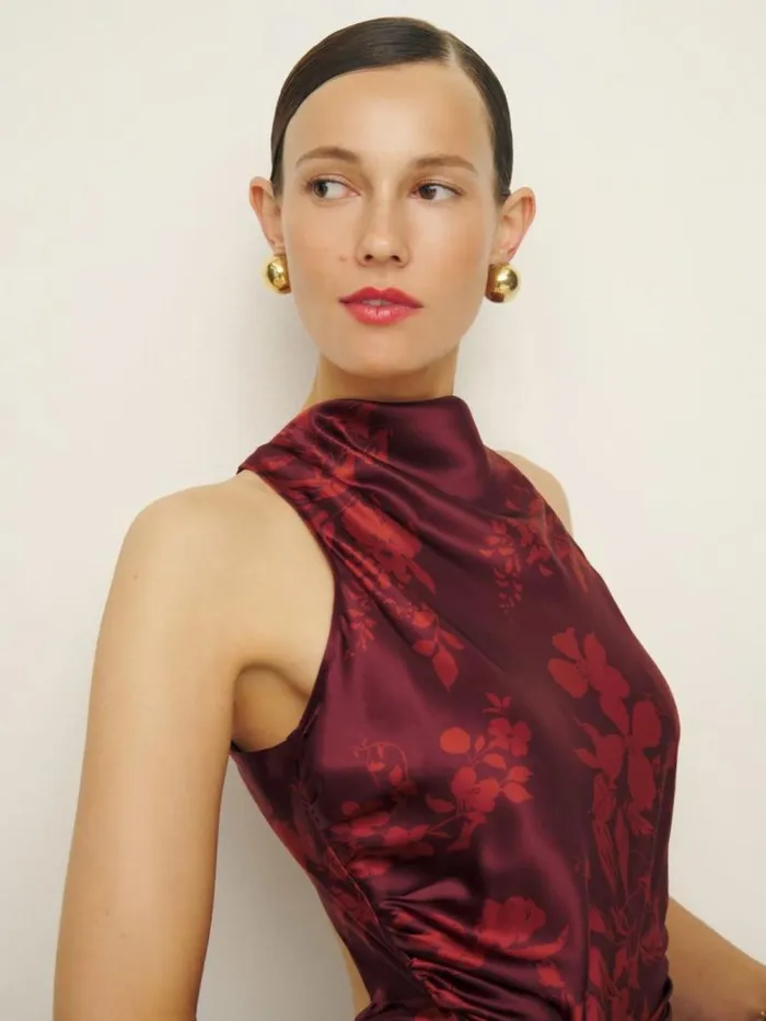 ClothingWeddings The Reformation Casette Silk Dress Satine