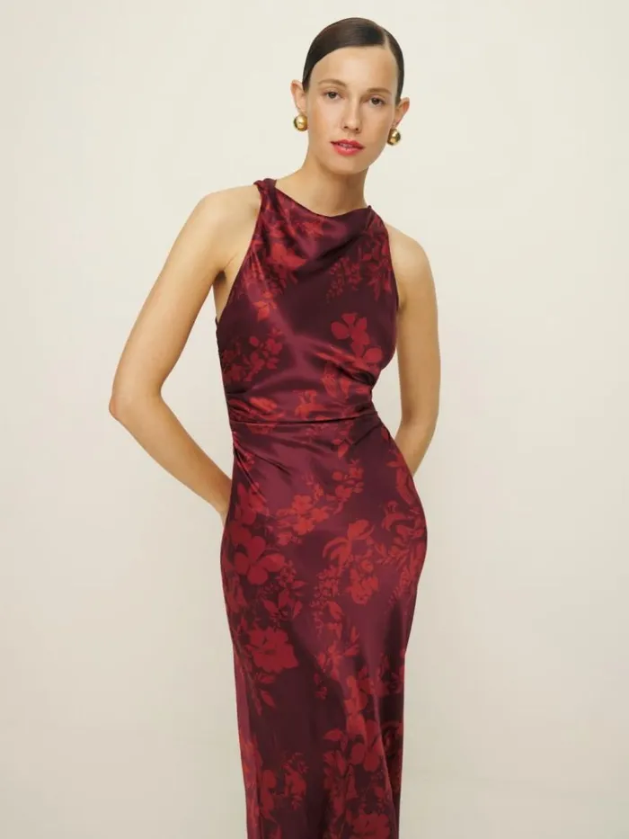 ClothingWeddings The Reformation Casette Silk Dress Satine