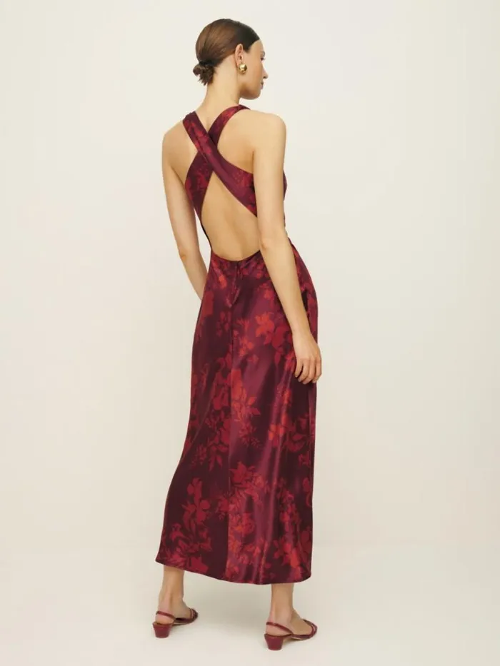 ClothingWeddings The Reformation Casette Silk Dress Satine