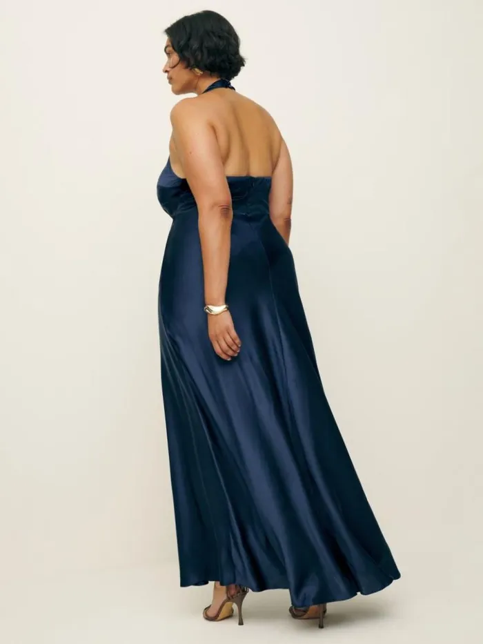 ClothingWeddings The Reformation Daniela Silk Dress Es Navy