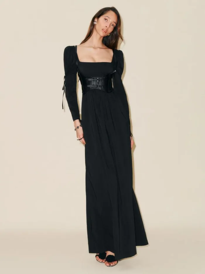ClothingWeddings The Reformation Rhea Dress Black