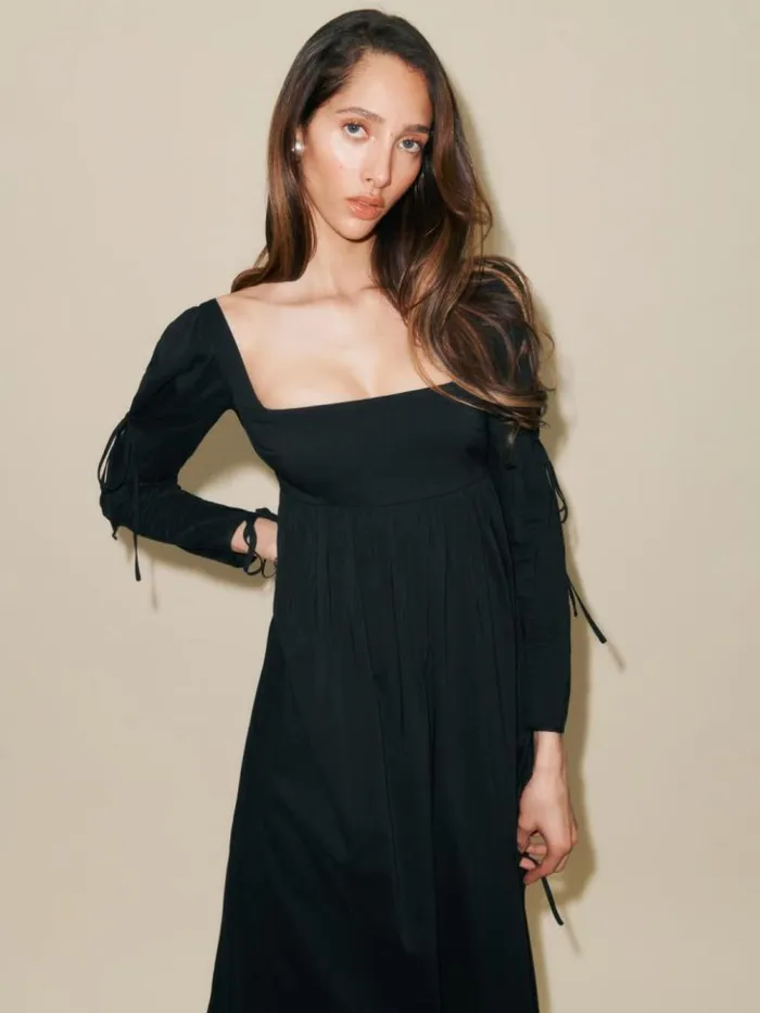 ClothingWeddings The Reformation Rhea Dress Black